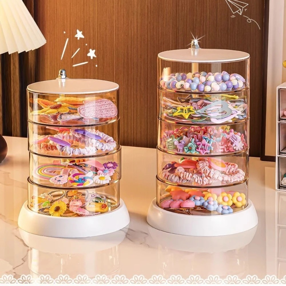 Desk Setup Organization - 360 Rotating Clear Hair Accessory Organizer