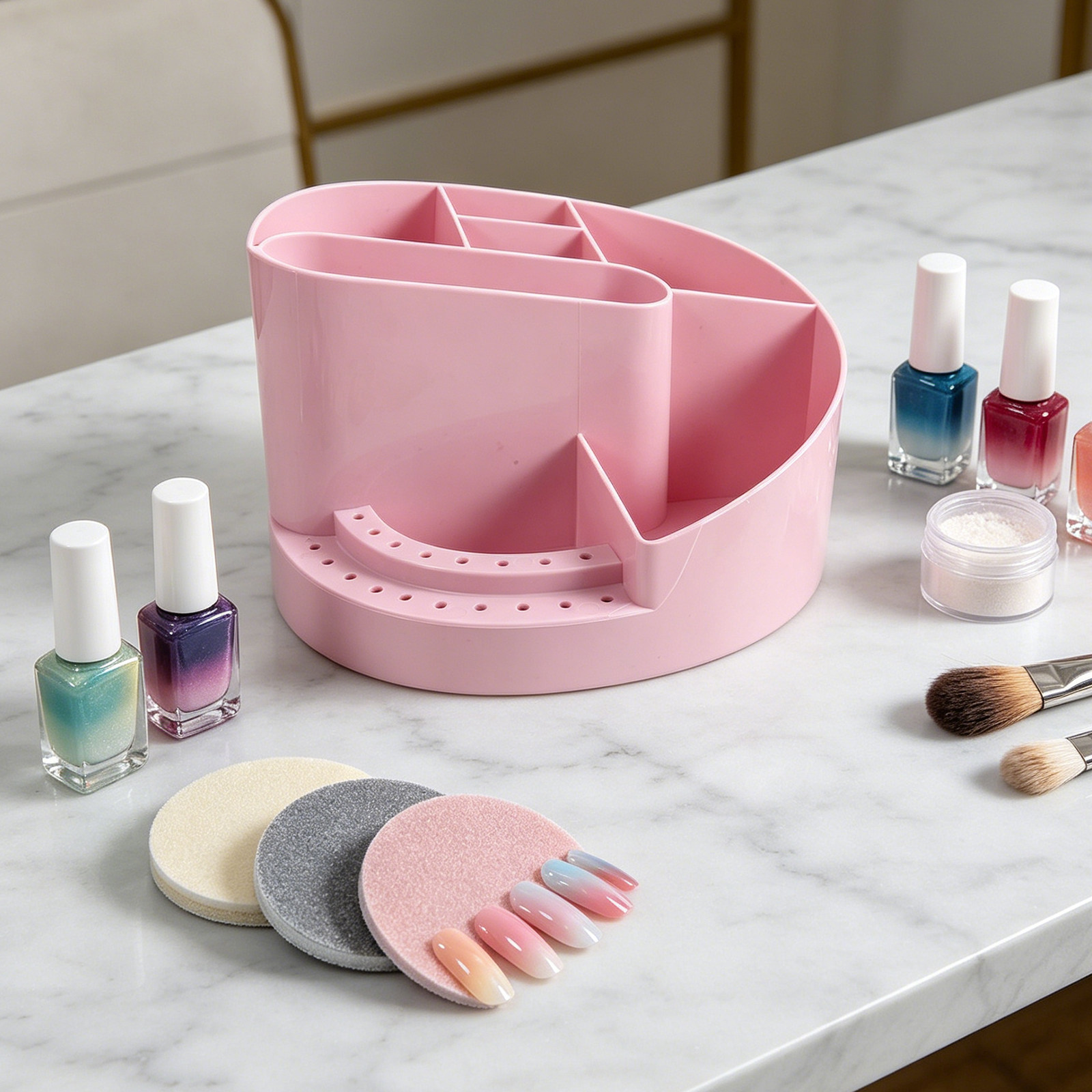Desk Setup Organization - Nail Organizer Storage Box 7 Compartments