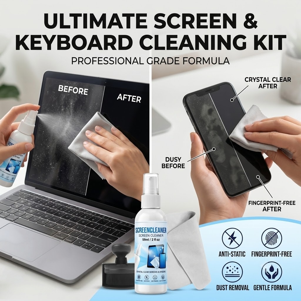 Monitor Cleaning Kit - Anti-Static Screen Cleaner Spray Set with