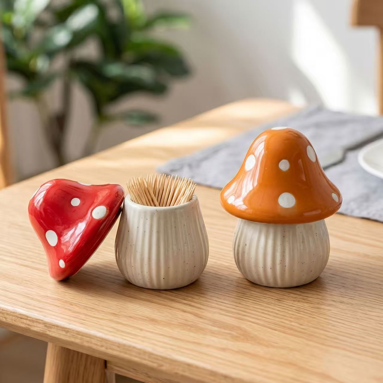 Cartoon Mushroom Ceramic Stora - Desk Setup Organization 评论和价格