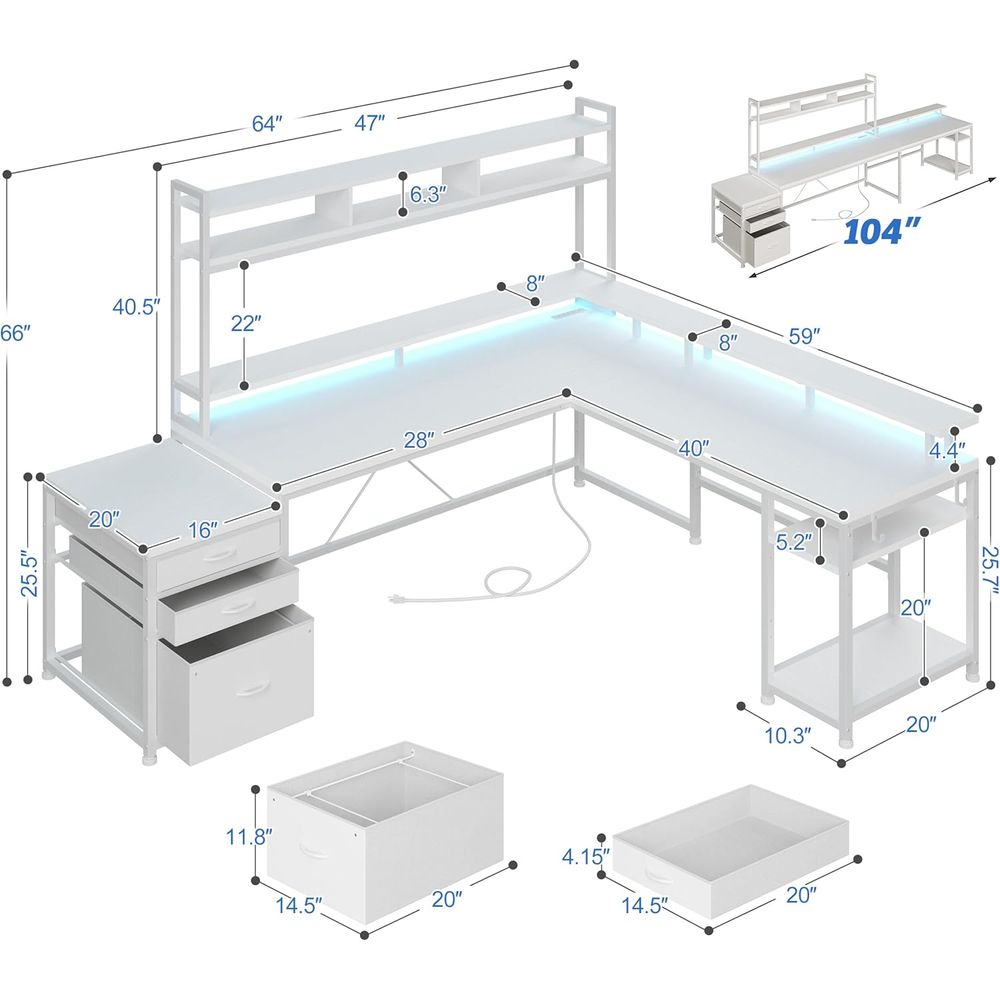 104-inch L-Shaped Desk for Dua - Dual Monitor Desk Setup 评论和价格