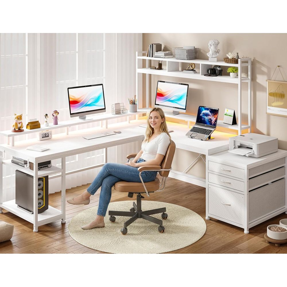 104-inch L-Shaped Desk for Dua - Dual Monitor Desk Setup 评论和价格