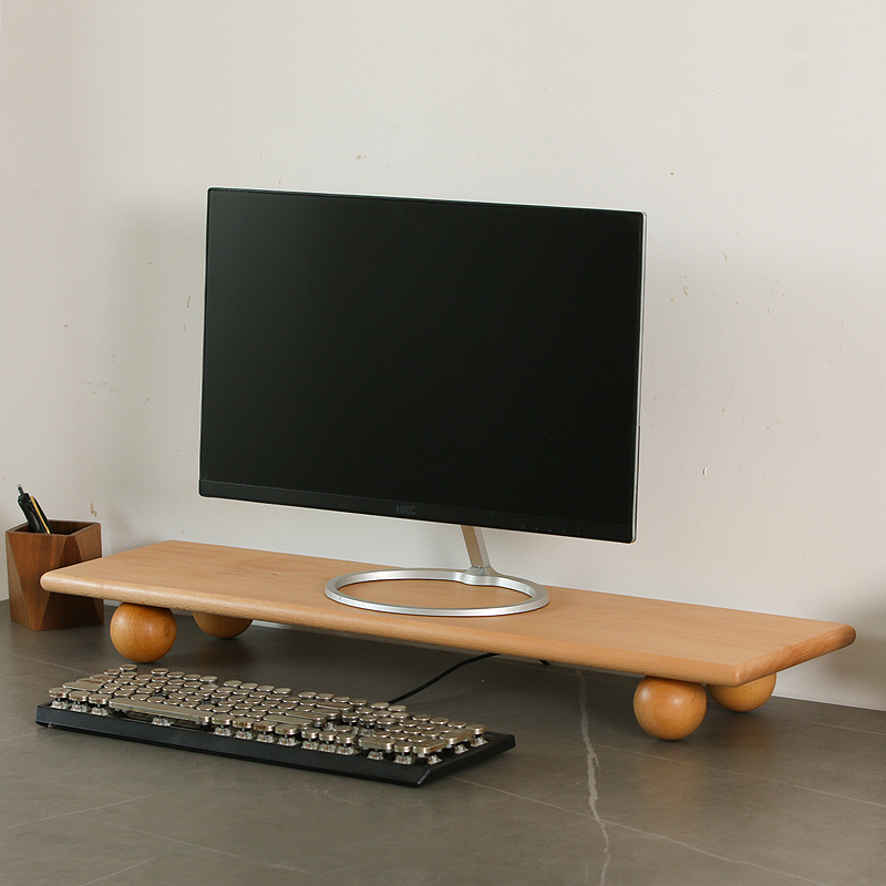 Natural Wood Desktop Riser Dua - Dual Monitor Desk Setup 评论和价格