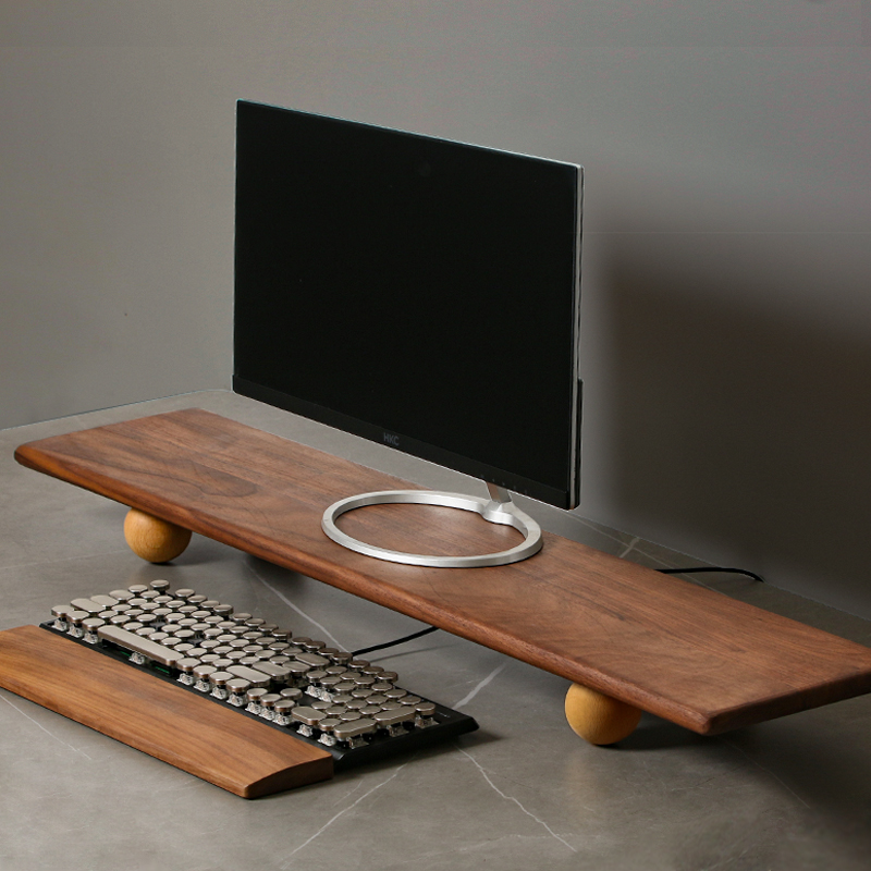 Natural Wood Desktop Riser Dua - Dual Monitor Desk Setup 评论和价格