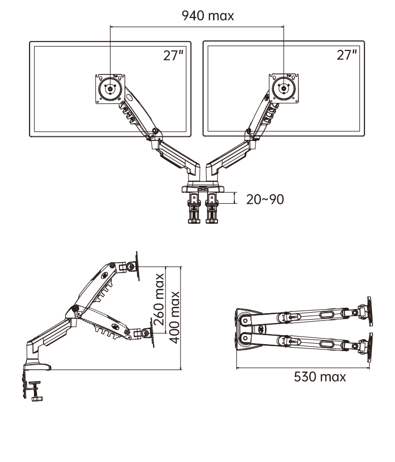 NB NEW A5C F160 Gas Spring 10' - Dual Monitor Desk Setup 评论和价格