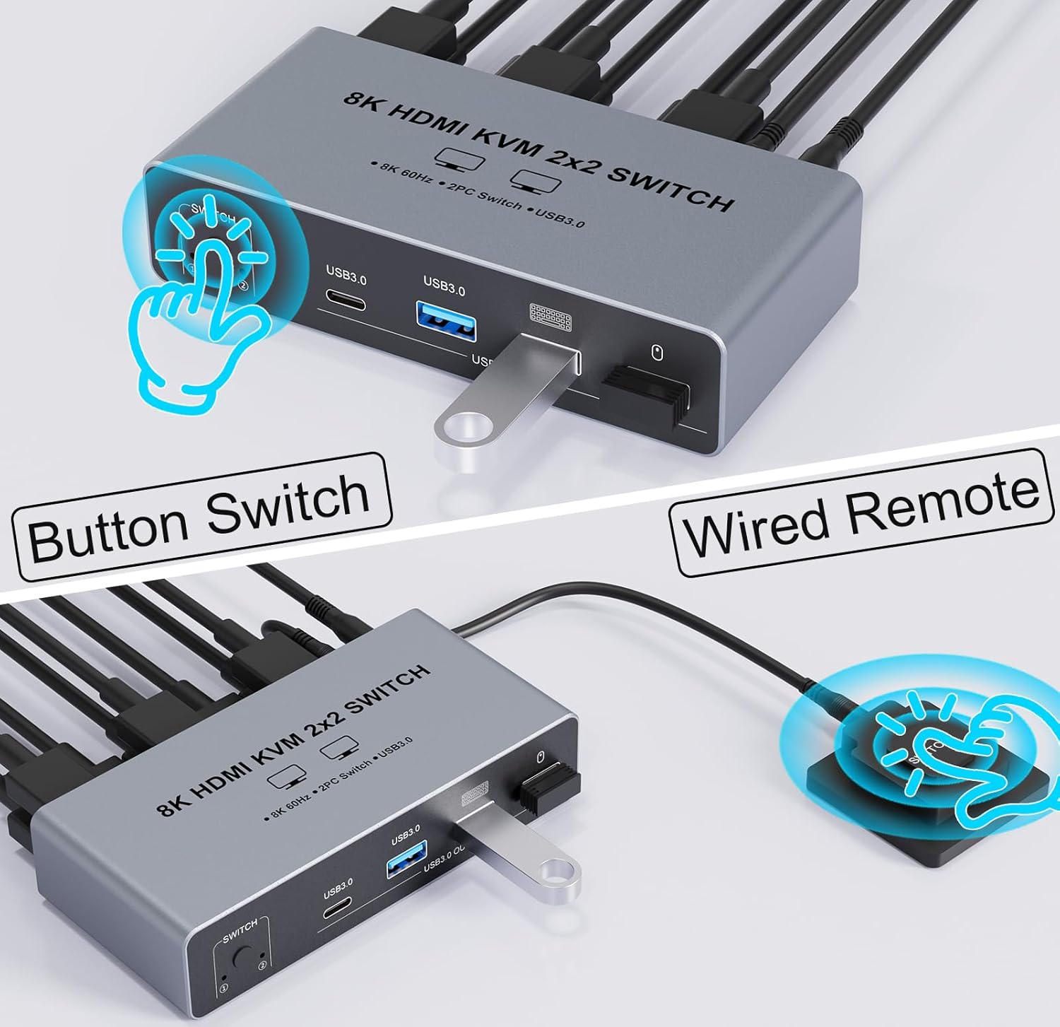 8K@60Hz HDMI 2.1 KVM Switch 2x - Dual Monitor Desk Setup 评论和价格