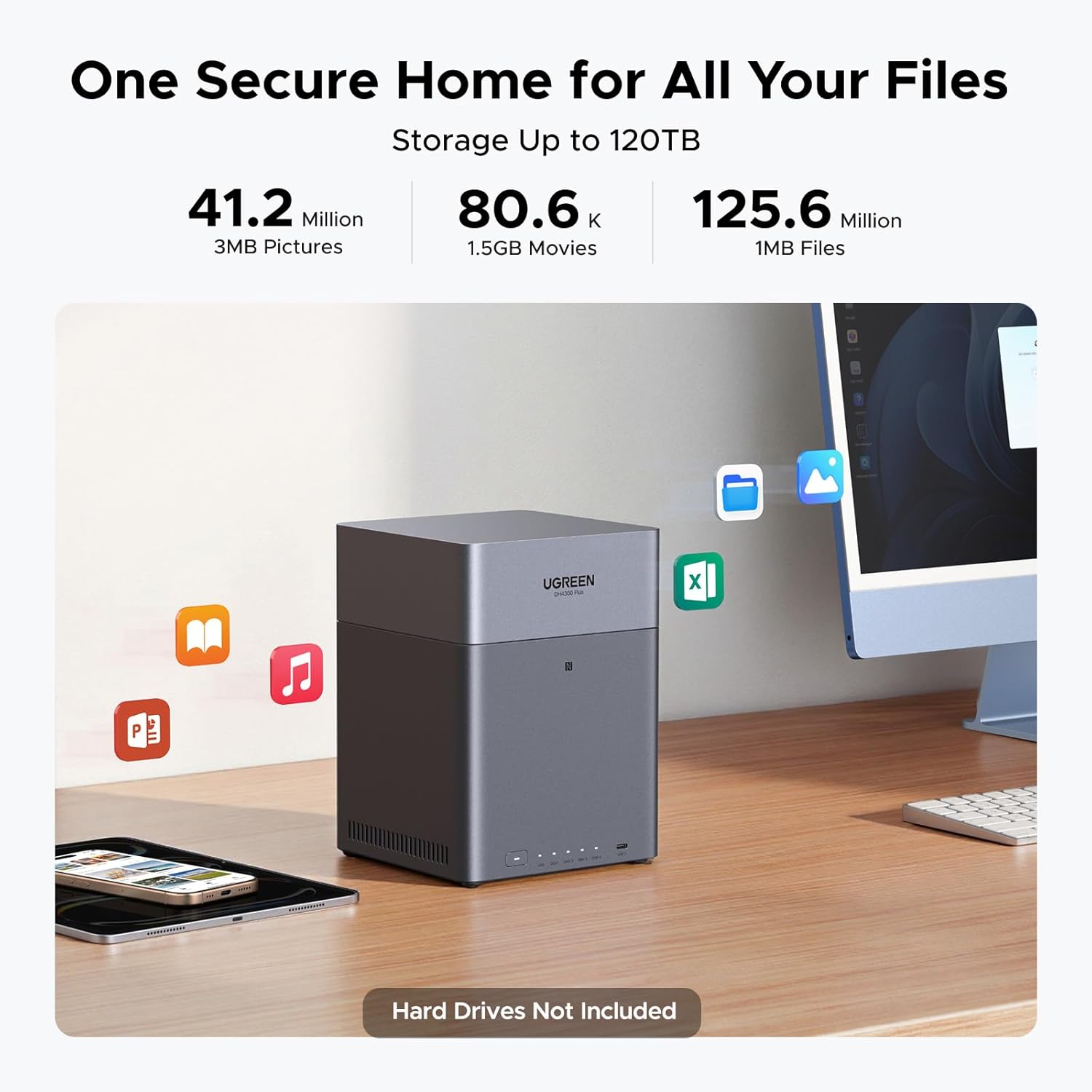 UGREEN NAS DH4300 Plus 4 Bay D - Desk Setup Organization 评论和价格